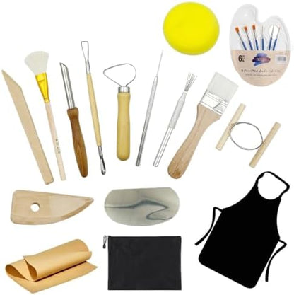 12PCS Pottery Tools Kit for Beginners Clay Sculpting & Ceramic mud Tools Set with Sponge Carving Supplies Cleaning Easy-to-Use Pottery Starter Kit for DIY Craft & Clay Modeling by Unknown