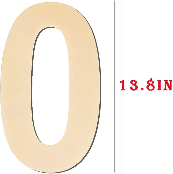 15 Inch Large Wooden Numbers 0, Blank Wood Number 0, Big Unfinished Wooden Numbers for DIY Craft,Large Wooden Number Signs, Large Wood Numbers for Birthday Wedding Party Decorations