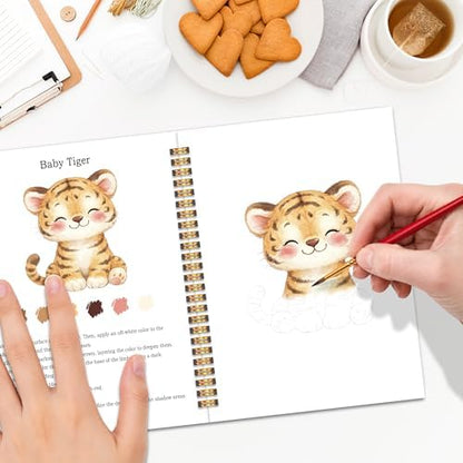 Wild Animals Watercolor Workbook, Water Coloring Book, 12 Patterns, 18 Colors Watercolor Paint Set, Easy Watercolor Kit for Beginners, Fun Family Art Activity, Gift for Adults Teen - Image 5