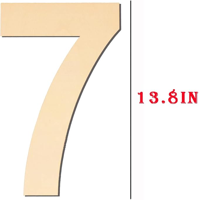 15 Inch Large Wooden Numbers 7, Blank Wood Number 7, Big Unfinished Wooden Numbers for DIY Craft,Large Wooden Number Signs, Large Wood Numbers for Birthday Wedding Party Decorations
