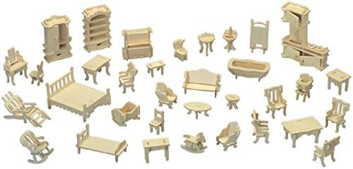 CUTEROOM 3D Wooden Puzzle House with 34 pcs Furnitures - Image 5