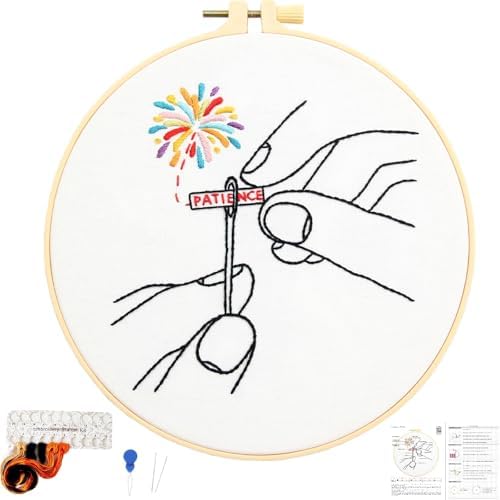 Beginner Embroidery Starter Kit, Easy Hand Embroidery Kits for Beginners Adults, Stamped Cross Stitch Kits for Beginners Adults Craft Kits for Women, Entire Set of Embroidery Supplies & Video Tutorial by Unknown
