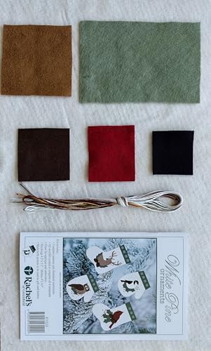 Rachel's of Greenfield White Pine Ornament Kit, DIY Christmas Crafts, Wool Felt Kit for Adults, Tree and Giftcards, 4" x 4.5" - Image 2