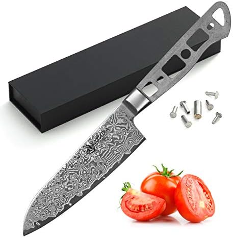 KATSURA Woodworking Project Kit – Santoku Knife Blank – 5 Inch – Japanese Premium AUS 10, 67 Layers Damascus Steel by KatsuraCutlery