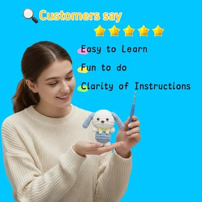 BUNUKY Crochet Kit for Beginners, Amigurumi Puppy Crochet Starter Kit with Step-by-Step Video Tutorials, Complete DIY Craft Kit Gift for Adults & Teens - Image 5