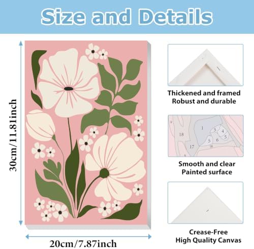 Flower Paint by Number for Adults, Paint by Numbers Kit for Adults 8x12 in - Image 4