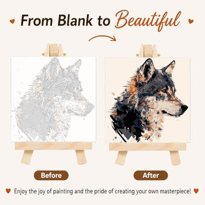 AUKELHJ Framed Paint by Numbers Kit for Adults, Wolf, 10x10 inch - Image 4