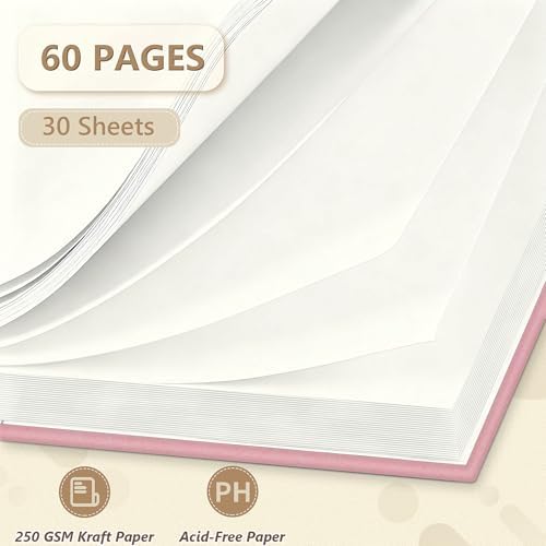Popotop 12x12 Inch Scrapbook Photo Album, 60 Page Decorative Kraft Paper Book for 4x6 5x7 6x8 Pictures, DIY Memory Photo Albums as Gifts for Wedding Baby Christmas School Family - Image 3