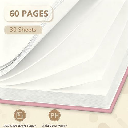 Popotop 12x12 Inch Scrapbook Photo Album, 60 Page Decorative Kraft Paper Book for 4x6 5x7 6x8 Pictures, DIY Memory Photo Albums as Gifts for Wedding Baby Christmas School Family - Image 3