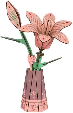 3D Wooden Lily Flower Puzzle DIY Building Model Kit for Adults Teens by Unknown