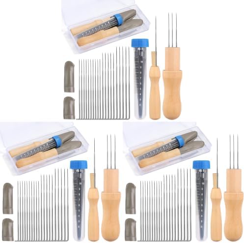 Yizzvb Needle Felting Tools, 4 Sizes Felting Needles with Needle Bottle Felting Tool Holders, Complete Needle Felting Tools Kit Needle Felting Supplies for Beginner Professional (Pack of 3) by yizzvb