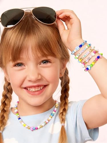 MINIMISSMIANYC 594PCS Bead Bracelet Making Kit for Kids,Colorful Pony Beads Pearl Shell Flower Evil Eyes Star Carft Friendship Bracelet Necklace Jewelry Making Supplies Kit Gifts for Boys Girls Women - Image 2