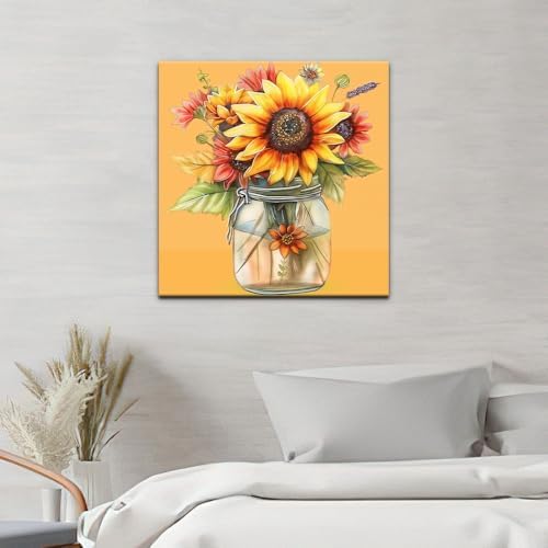 Natuyalo Framed Paint by Number Kits for Adults Beginners, Sunflower in Vase Easy Acrylic Adult Paint by Number Kits, Flowers DIY Painting by Numbers Kits with Frame Ideal Gift 12x12 Inch - Image 3