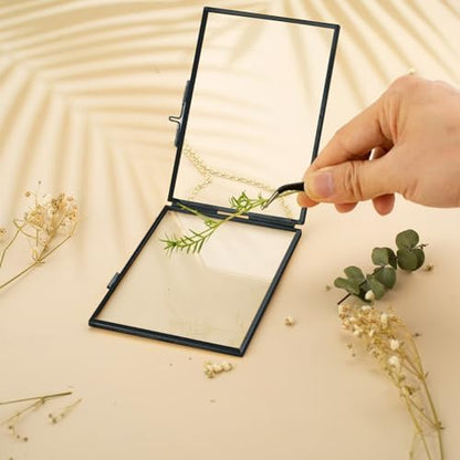 FOCHIER F 5 Pcs Pressed Flower Frames with Tweezers, Wall Hanging Tabletop Display Double Glass Frames with Metal Chain for Pressed Dried Flowers Plants, Horizontal and Vertical Picture Frame, Black - Image 4