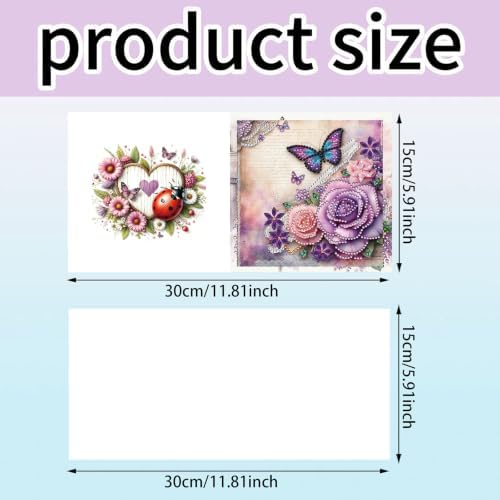 6PCS Flowers and Butterflies Diamond Art Painting Greeting Cards Kit with Envelopes - 5D DIY Diamond Art Card Kits for Adults - Handcrafted Postcards for Birthday & Holiday - Image 4