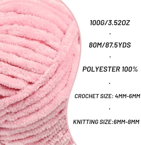 Chenille Blanket Yarn for Crocheting Size 5 Bulky Yarn Peach Pink - Image 2