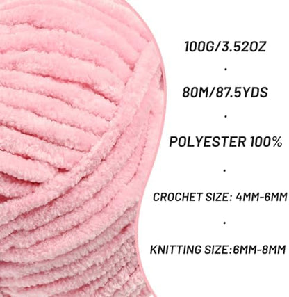 Chenille Yarn for Crocheting Size 5 Bulky Yarn 2 Pack Peach Pink - Image 2