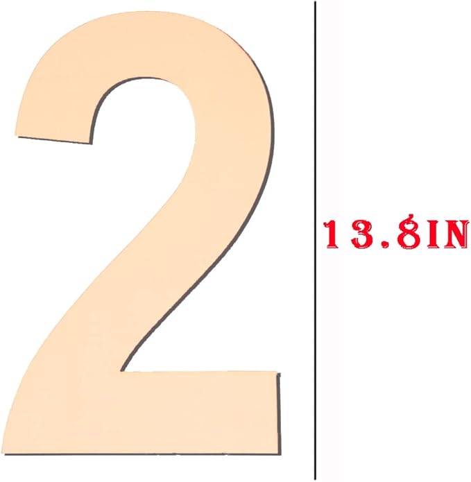15 Inch Wooden Number 2, Unfinished Large Wood Numbers for DIY Craft & Party Decorations
