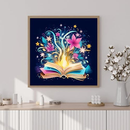 Artunion Framed Paint by Numbers Kit for Adults Beginners & Kids Ages 8-12,Mystical Book Flower Paint by Number with Frame,Flower Paint by Numbers Kit on Canvas 10 * 10 Inch Without Easel - Image 2