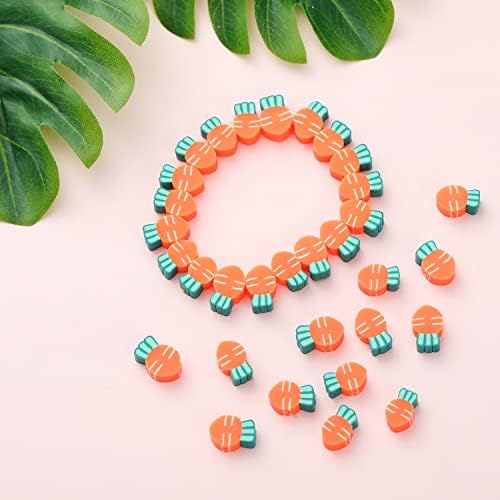 100pcs Carrot Polymer Clay 10mm Spacer Beads for Women Jewelry Making DIY Bracelet Necklace Hair Clip Easter Favor (Carrot) - Image 2