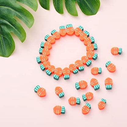 100pcs Carrot Polymer Clay 10mm Spacer Beads for Women Jewelry Making DIY Bracelet Necklace Hair Clip Easter Favor (Carrot) - Image 2