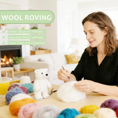 3.4oz Needle Felting Wool Sharp Green for DIY Needle Craft Enthusiasts - Image 3
