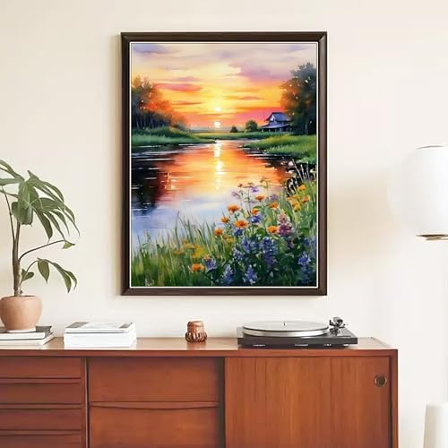Yunruily Paint by Numbers Kits for Adults - Landscape Paint by Numbers for Adults Canvas,Sunset Paint by Number Adult for Gifts Home Wall Decor 16x20inch - Image 3