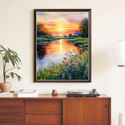 Yunruily Paint by Numbers Kits for Adults - Landscape Paint by Numbers for Adults Canvas,Sunset Paint by Number Adult for Gifts Home Wall Decor 16x20inch - Image 3
