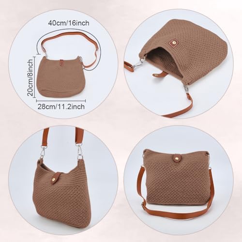 ACRNIGHEET Crochet Bag Kit for Beginners Crochet Purse for Women DIY Tote Bag Making Kit with Step-by-Step Tutorials Knitting Supplies for Adults Crafts Autumn Winter Boho Gift Idea (Khaki) - Image 3