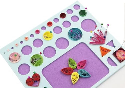 3-in-1 Paper Quilling Board with Pins, Shape Guides and Work Surface - Image 4