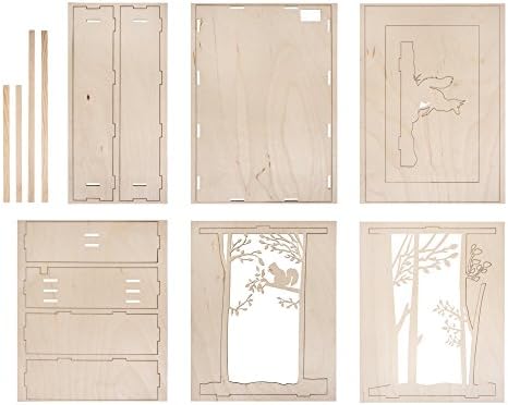 Rayher Shadow Box Building Kit with 3D Forest Scenery, DIY Wood Craft Set, 15 slot-together Pieces, 20x30x6.6cm - Image 3