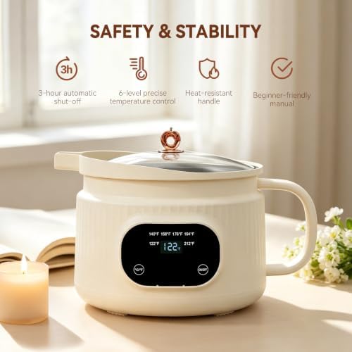 NAUQUOHZ 61 Oz Wax Melter Pot,6 Temp Presets for DIY Candle Making - Image 3