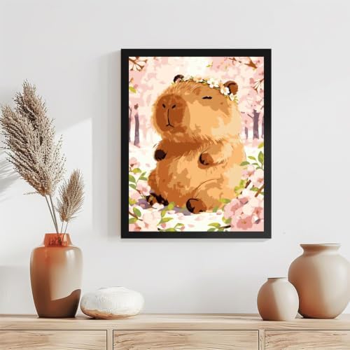 Paint by Numbers Kit for Adults-Capybaras, DIY Canvas Oil Painting 10x12In - Image 2