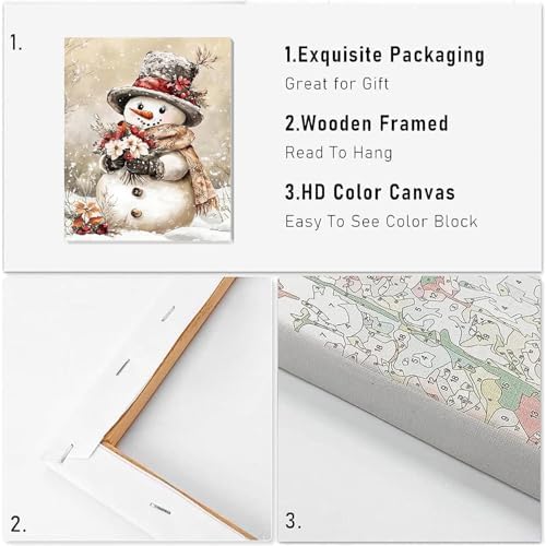 VIGEGU 2 Pack Christmas Paint by Numbers Kit for Adults with Framed,Snowman Christmas Book Tree Paint by Number DIY Adult Paint by Number Kits for Wall Decor9.4x12in - Image 6