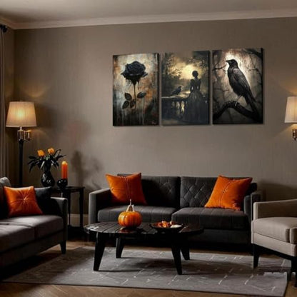 3 Pack Crow Paint by Numbers Kit for Adults Framed Canvas, Frameworkless - Image 4