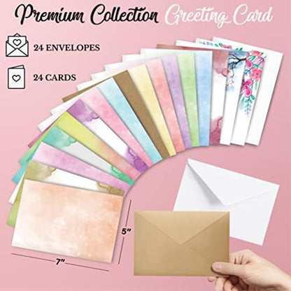Card Making Kits For Adults And Kids- 24 Blank Greeting Cards And Envelopes With Supplies And Stamp Set- Giftable DIY Greeting Card Set- Happy Birthday Holiday Baby Shower Congratulations Thank You - Image 2
