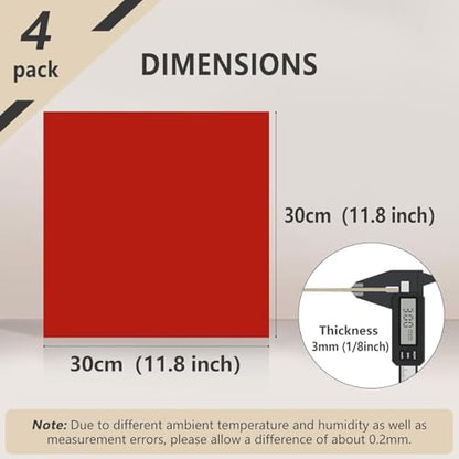 4 Pack Red Basswood Sheets for Crafts, 12"x12"x1/8" (3mm) Unfinished Plywood for Laser Cutting & Engraving, DIY Ornaments & Architectural Models - Image 2