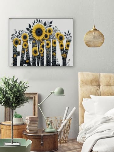 MYBISYMQQ Family Stamping Cross Stitch Kit, Flowers Counting Cross Stitch Kit for Adult Beginners, Full Line DIY Cross Stitch Stitching Kit for Home Decor Cross Stitch Patterns 15.7x11.8 inches - Image 6
