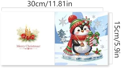 jinglinhh 6pcs Diamond Art Painting Christmas Penguin Greeting Cards with Envelopes, DIY Card Making Kits for Adults, Diamond Art Postcards Holiday Cards Craft Gifts - Image 2