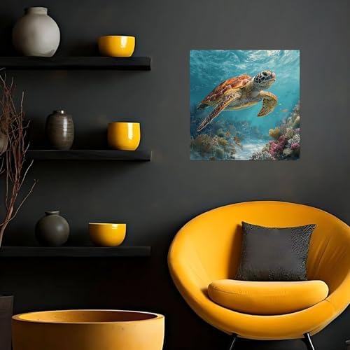 Framed Paint by Numbers Kit for Adults Beginner & Kids Ages 8-12 Sea Turtle Adult Paint by Number Kits on Canvas with Easel Animal Painting by Numbers for Adults with Frame DIY Painting Kits 8x8 Inch - Image 3