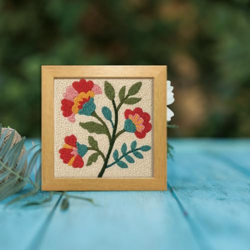 FREEBLOSS DIY Flowers Punch Needle Kit for Beginners Embroidery Punch Needle Starter Craft Set with Instructions Frame Embroidery Kit for Adults Gift Decoration,9.4x9.4inch - Image 4