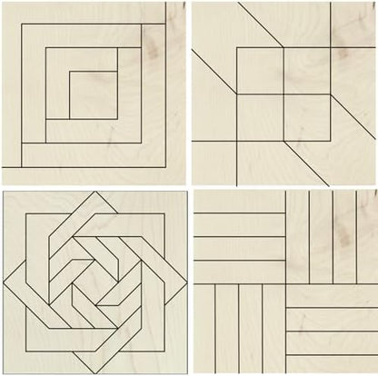 9" Barn Quilt Kit Set 4 | Log Cabin, Road to OK, Slip Knot, Rail Fence by AVTRBoutique