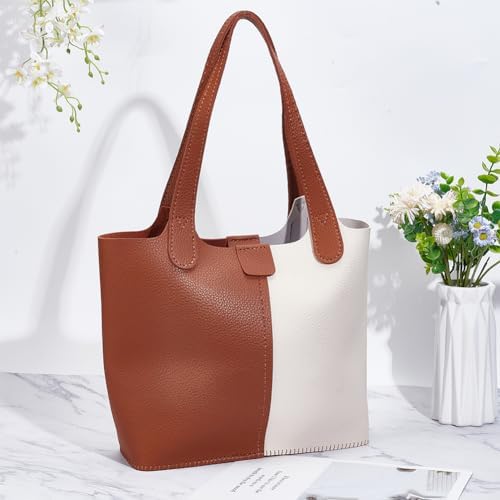WADORN DIY PU Leather Purse Making Kit, Shoulder Bag Making Set, Camel - Image 4