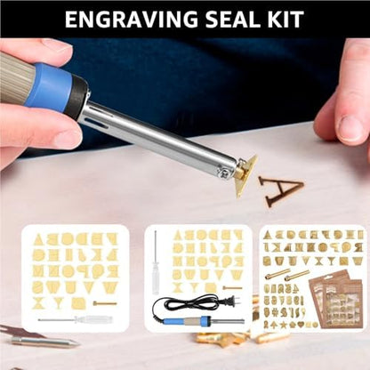 Wood Burning Tip Set Brass DIY Burning Carving Kit Rustproof Letters/Numbers HotStamp Template Set Leather Burning Carving Head - Image 2