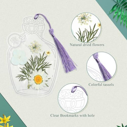 Taobary 91 Pcs DIY Dried Flowers Bookmarks Transparent, Simple Color - Image 5