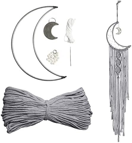 JeogYong Macrame Kit, DIY Moon Dream Catcher Macrame Kits for Kids & Adults Beginners, Includes Metal Hoop Rings Macrame Cord or More Craft Supplies and Materials for Bohemian Wall Decor Dreamcatcher by JeogYong