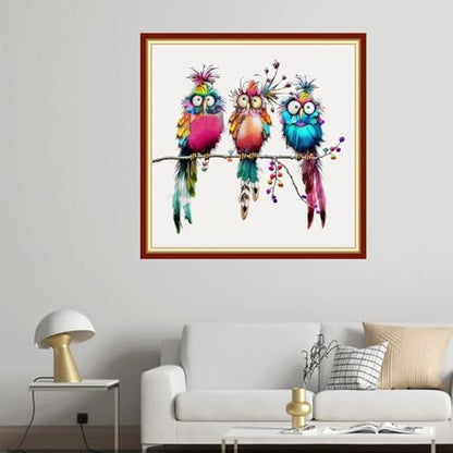 Joyhoor Cross Stitch Kits for Beginners Stamped Cross-Stitch Supplies Needlework preprint Embroidery Kits for Adults DIY Needlepoint Kit Embroidery Patterns 11CT-Three Colorful Birds 18x18 inch - Image 2