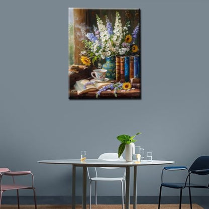 Home Plants and Big Books Paint by Numbers Kits for Adult Paint by Numbers Rustic Clay Vase Painting Kits Painting Art Gift on Canvas Perfect for Gift Home Wall Decor Without Framed 16''W x 20''H - Image 4