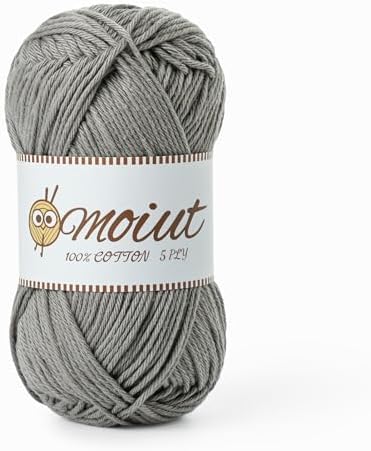 Cotton Yarn for Crocheting, Baby Yarn for Crocheting Soft, 131yds / 1.76oz Fluffy Amigurumi Crochet Yarn, 5 Ply 100% Milk Cotton Yarn for Puzzle、Socks、Clothes(Grey) by OMoiut