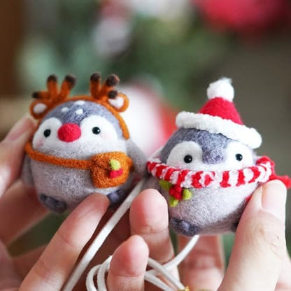 Wizardi Beginner Needle Felting Kit for Adults - Christmas Penguin. Bird Felting Kit 5.5x5x4cm. Felting Tools. Wool Felting Supplies. Felt Crafts. Wool Felt. F07N8-W116 - Image 3
